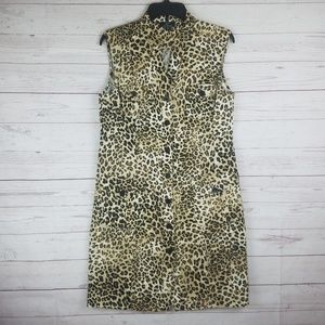 Nina Leonard Leopard Print Sleeveless Dress
